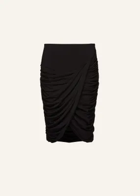 Jersey draped midi skirt in black