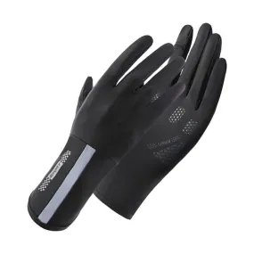 1 Pair XC-14 Riding Driving Sunscreen Anti-UV Fingerless Ice Silk Gloves, Style: Line (Black)