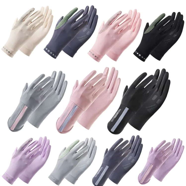 1 Pair XC-14 Riding Driving Sunscreen Anti-UV Fingerless Ice Silk Gloves, Style: Line (Black)