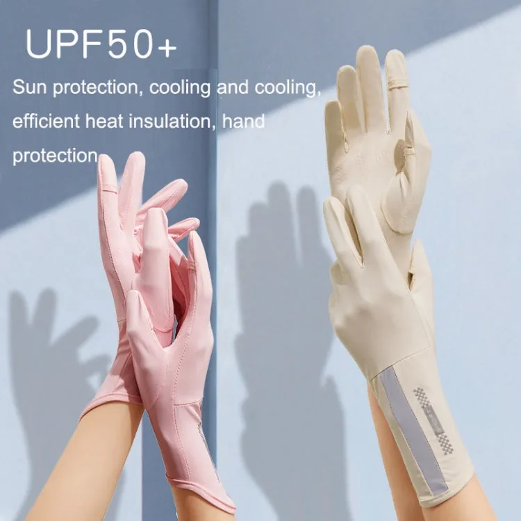 1 Pair XC-14 Riding Driving Sunscreen Anti-UV Fingerless Ice Silk Gloves, Style: Line (Dark Gray)