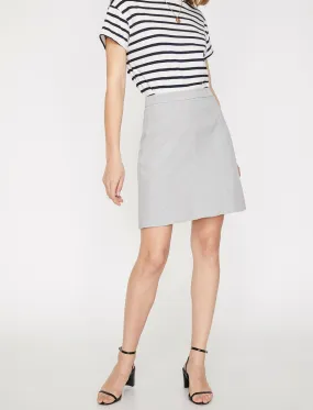 11892 Grey Patterned Midi Skirt