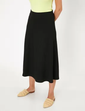 11914 Black Plain Midi Skirt