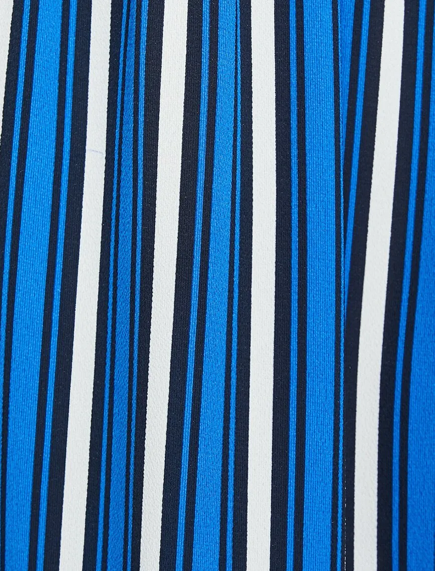 11987 Blue Striped Midi Skirt