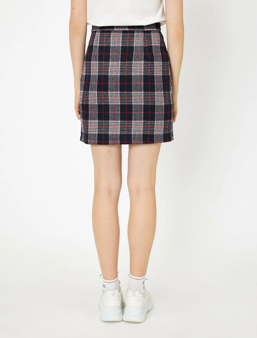 12241 Red Check Midi Skirt