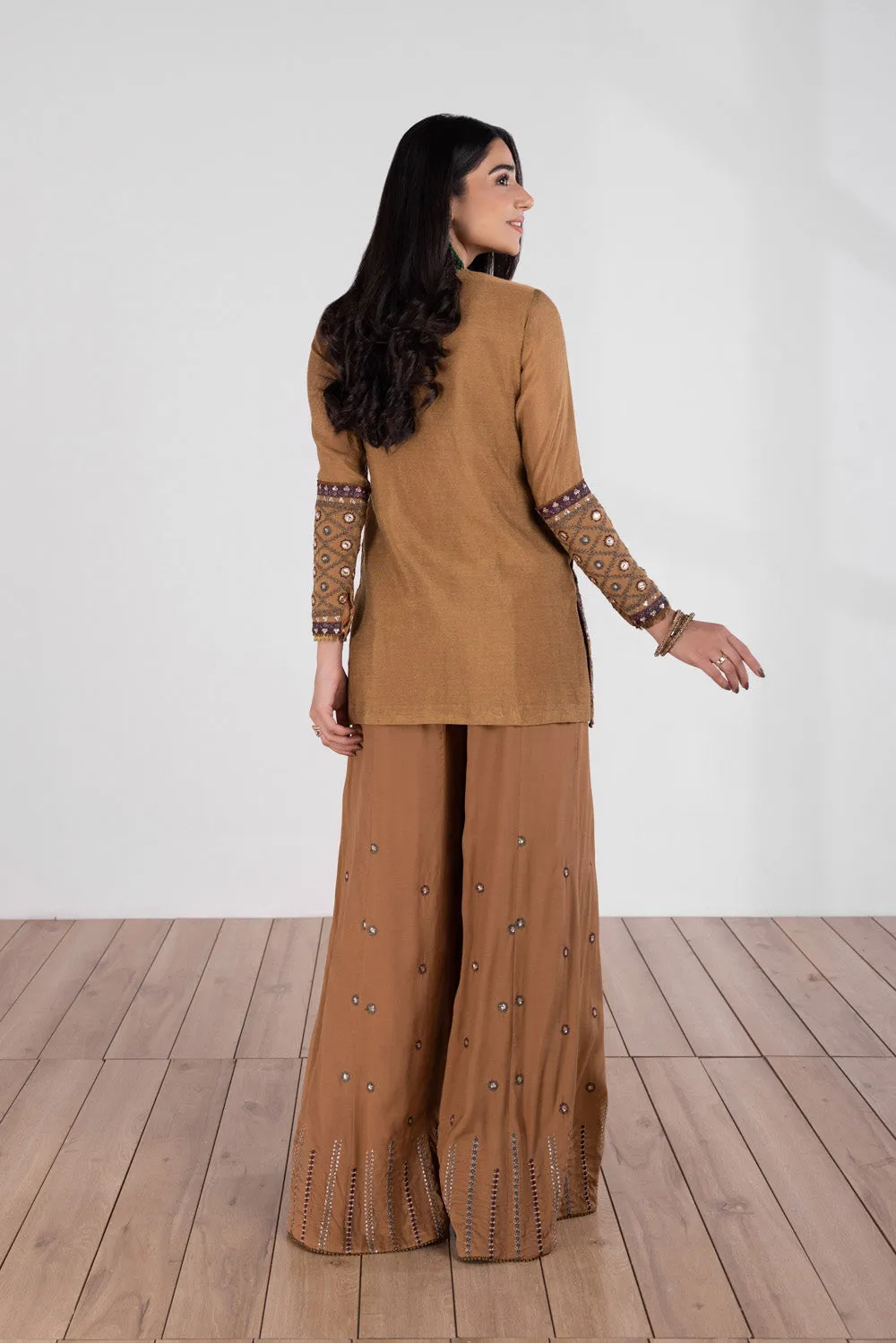 2 Piece - Embroidered Net Suit