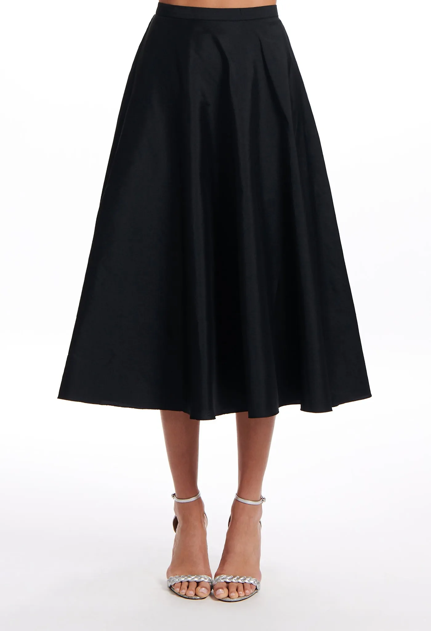 A-LINE TAFFETA MIDI SKIRT TOMATO