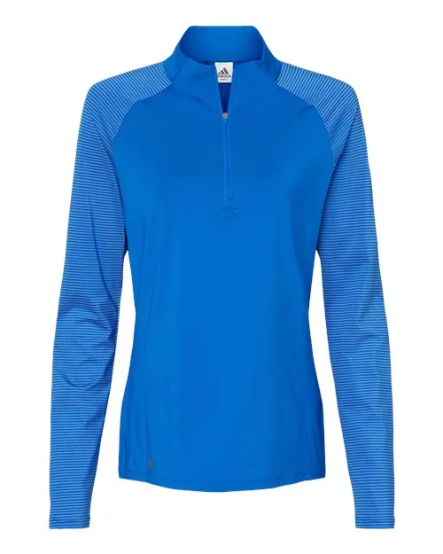 adidas Women's Stripe Block Quarter-Zip Pullover