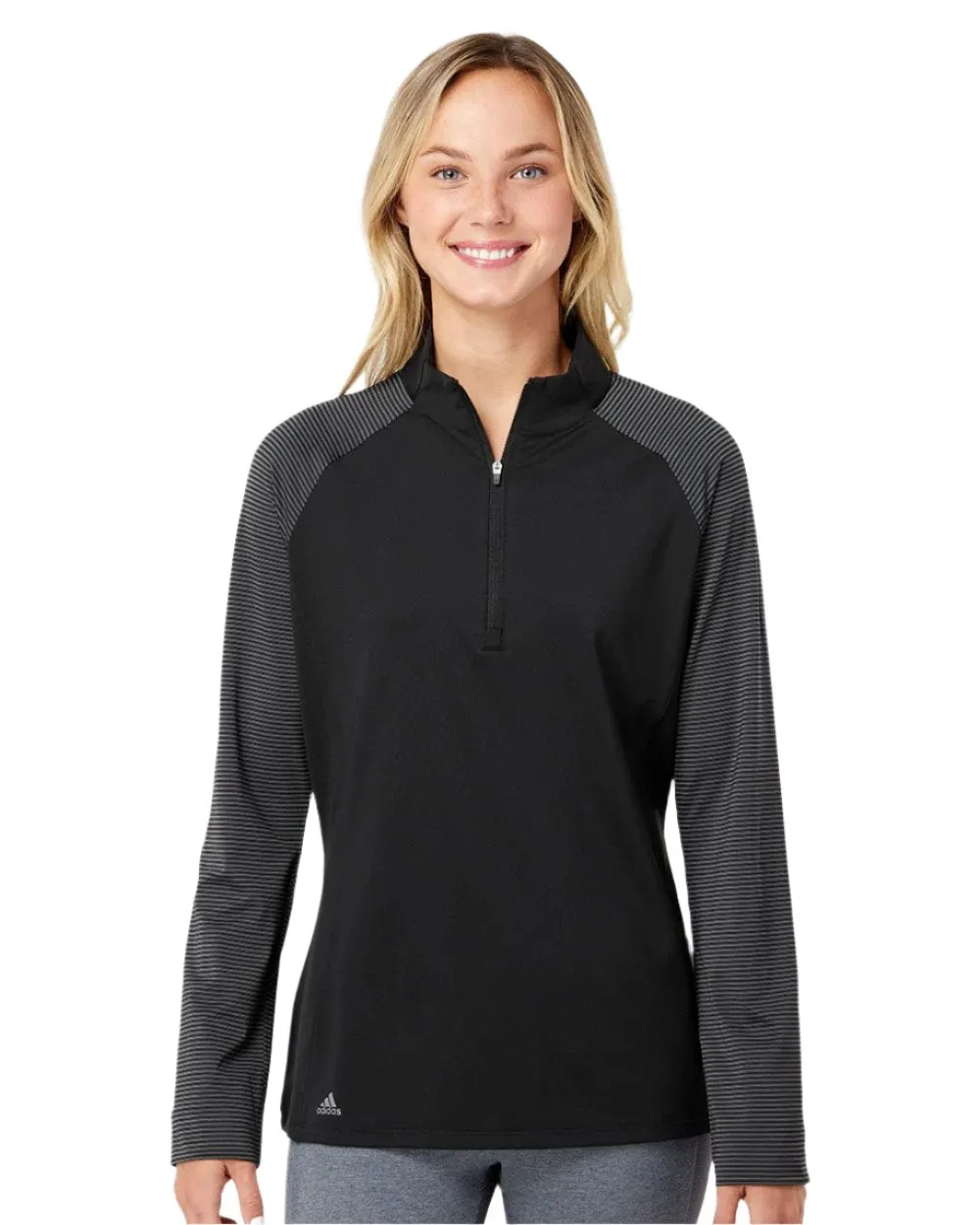 adidas Women's Stripe Block Quarter-Zip Pullover