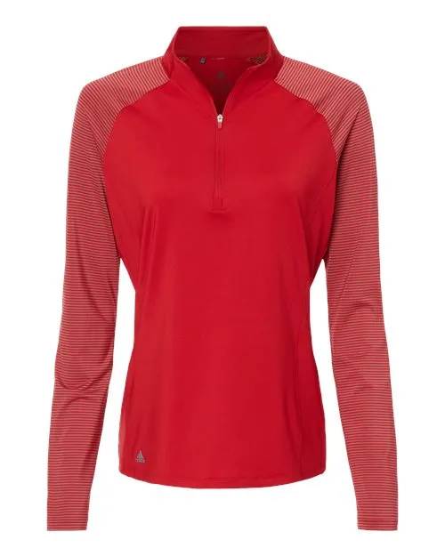 adidas Women's Stripe Block Quarter-Zip Pullover