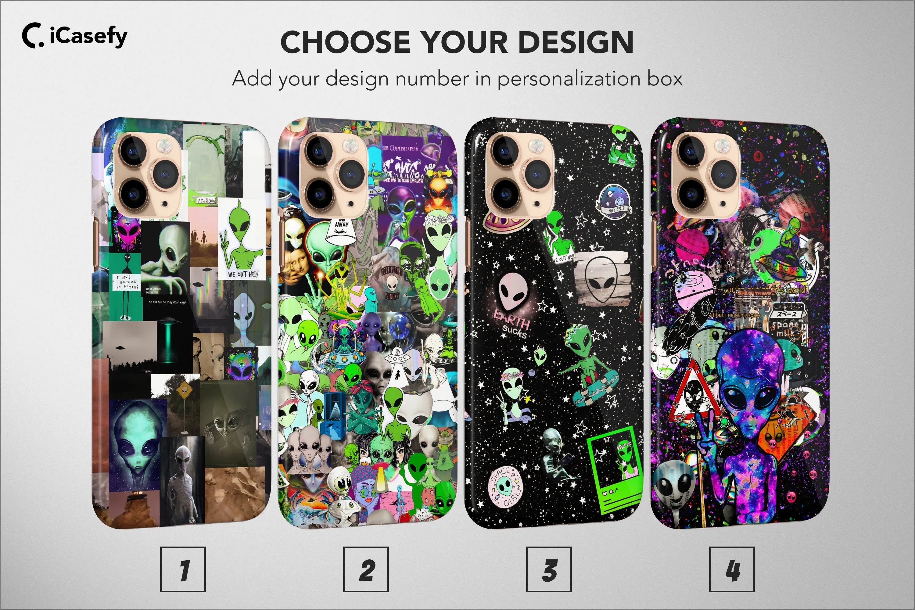 Alien iPhone Case Aesthetic Space Collage Cover Green