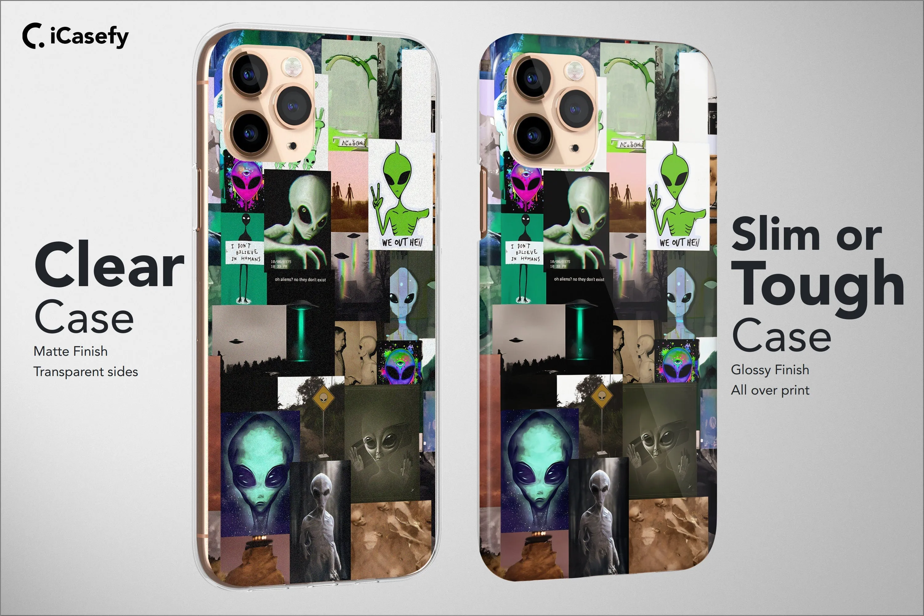 Alien iPhone Case Aesthetic Space Collage Cover Green