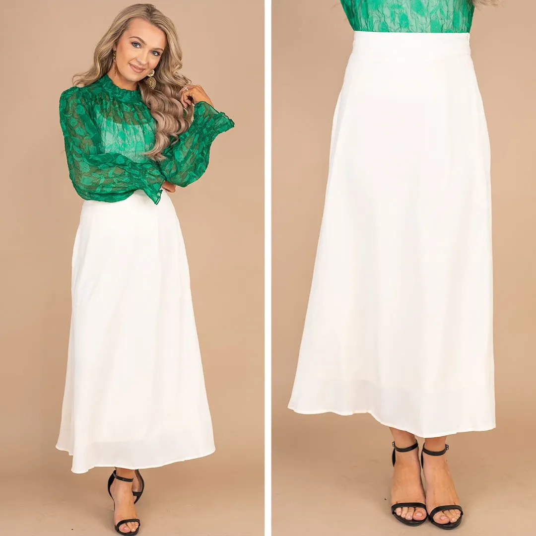 All According To Plan Cream White Midi Skirt