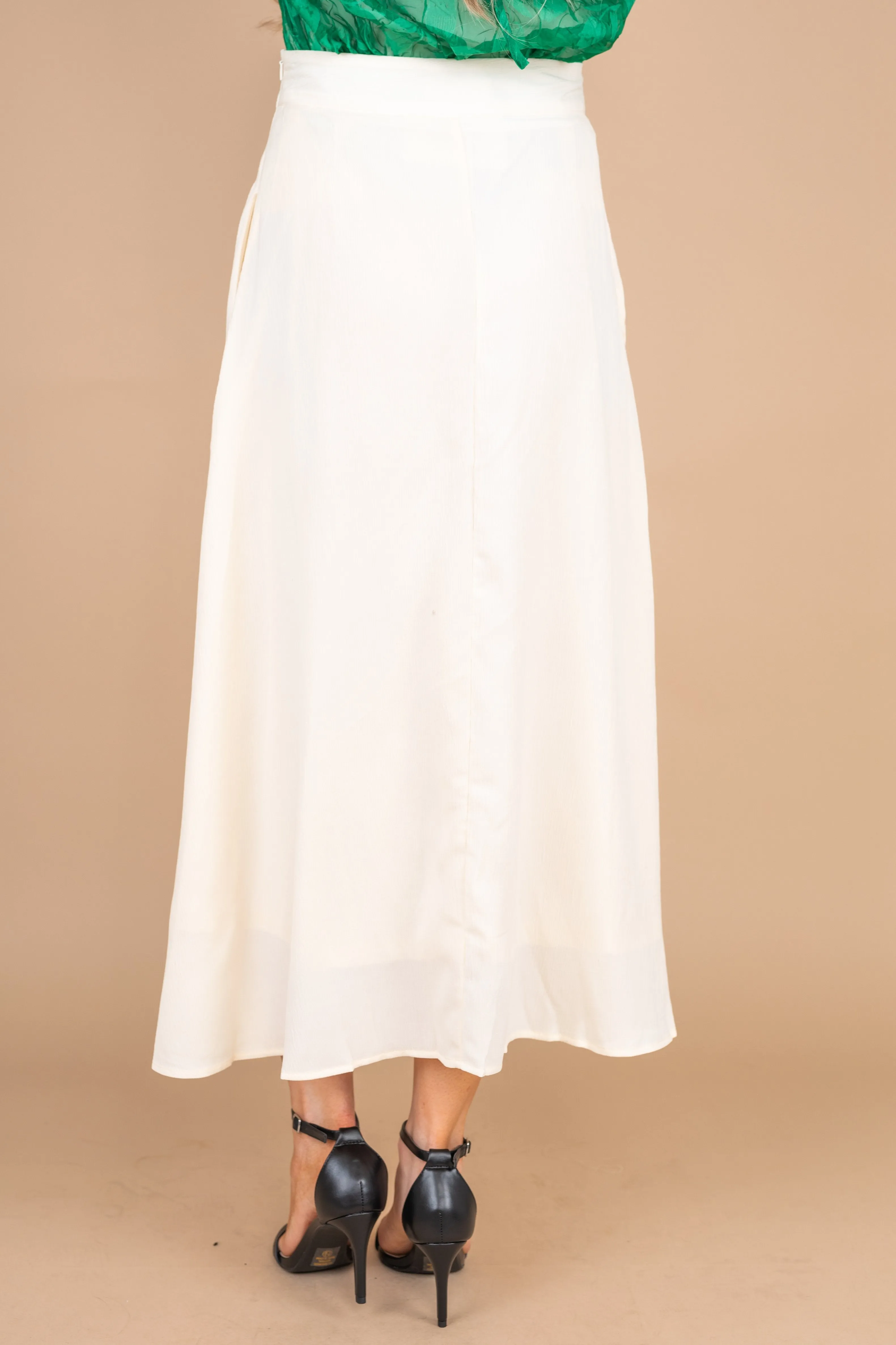 All According To Plan Cream White Midi Skirt