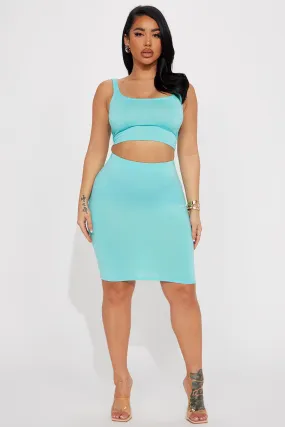 Always Keep It Classy Midi Skirt Set - Aqua