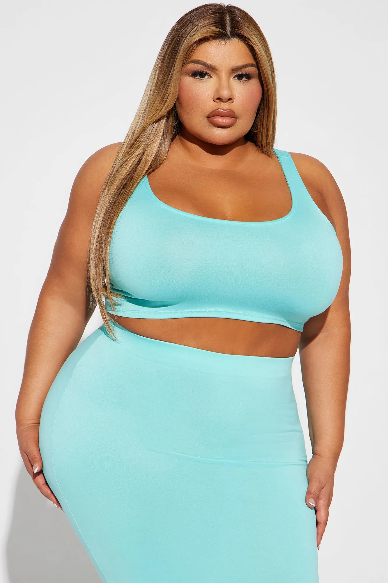 Always Keep It Classy Midi Skirt Set - Aqua