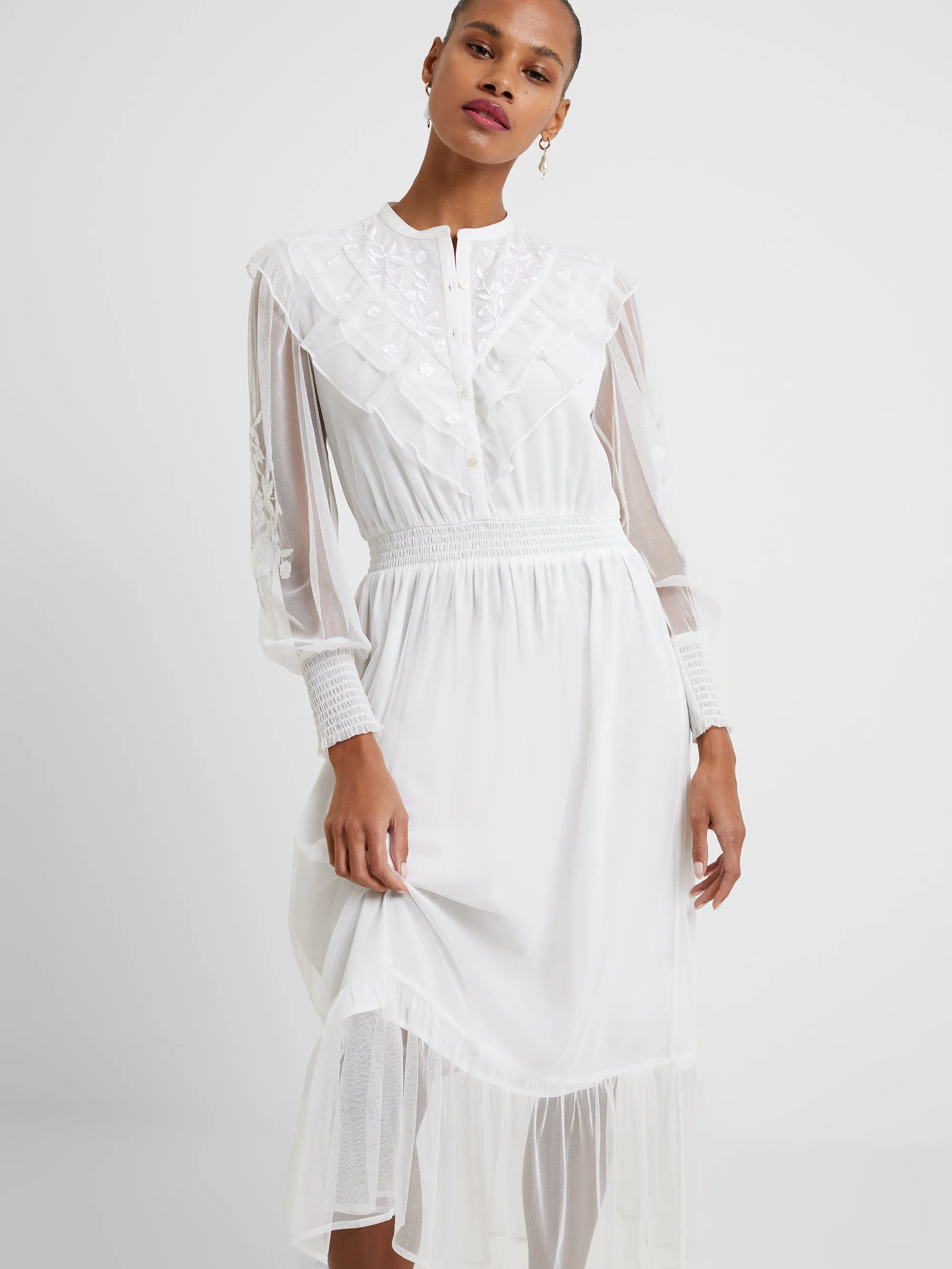 Ambra Embroidered Mesh Midi Dress