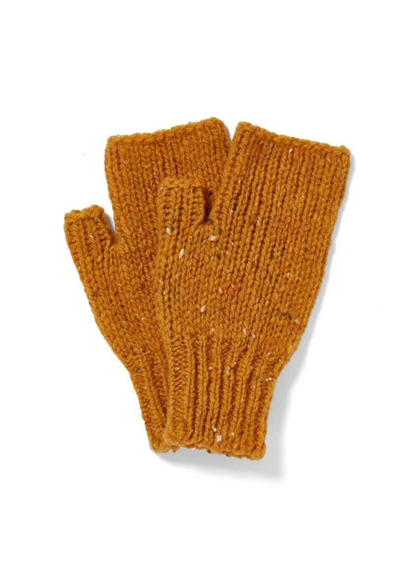 Aran Nepped Fingerless Mittens | Sunflower