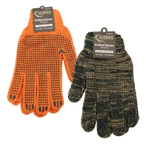 Backwoods Knitted PVC Dotted Gloves One Size Fits All Camo Green & Orange