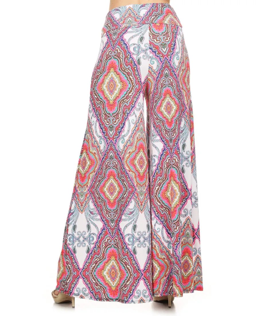 Baroque Geometric Diamond Palazzo Pants Lavender Pink