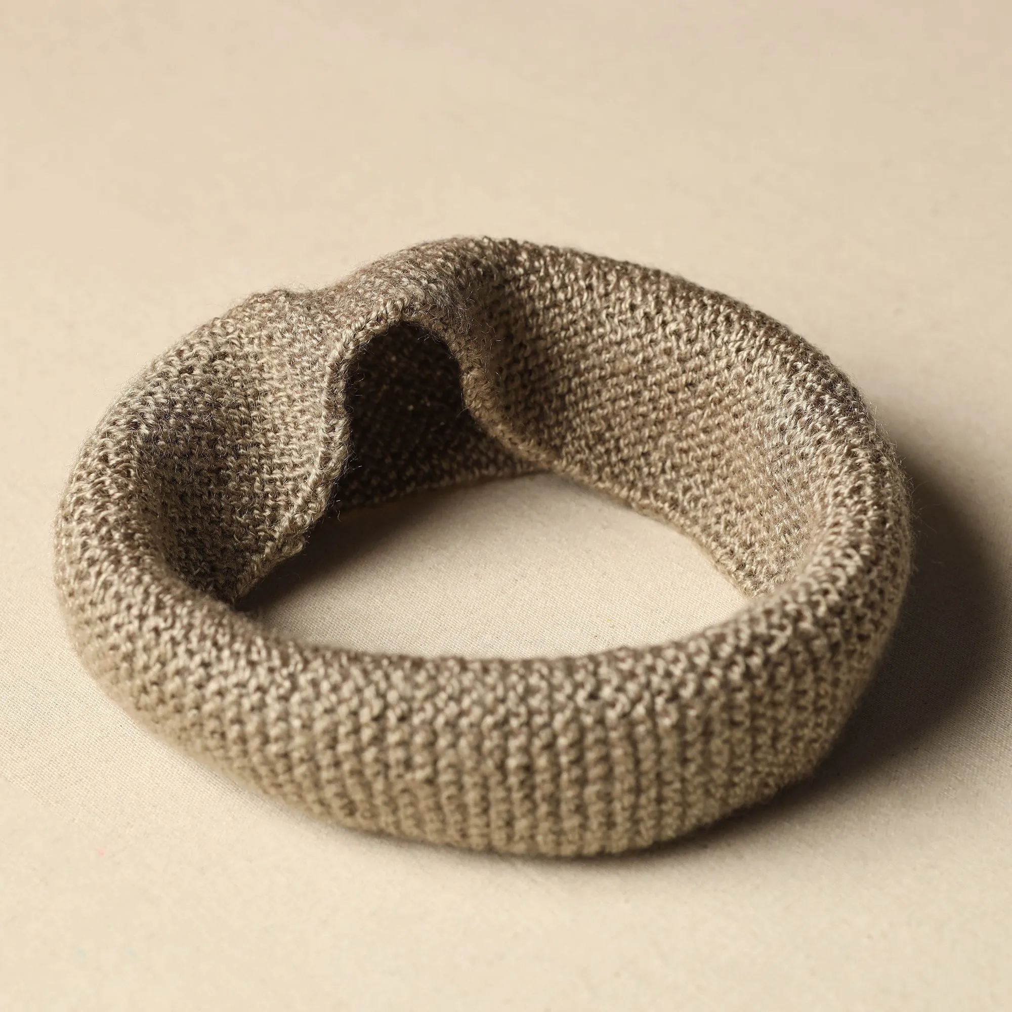 Beige - Kumaun Hand Knitted Woolen Warm Headband 14