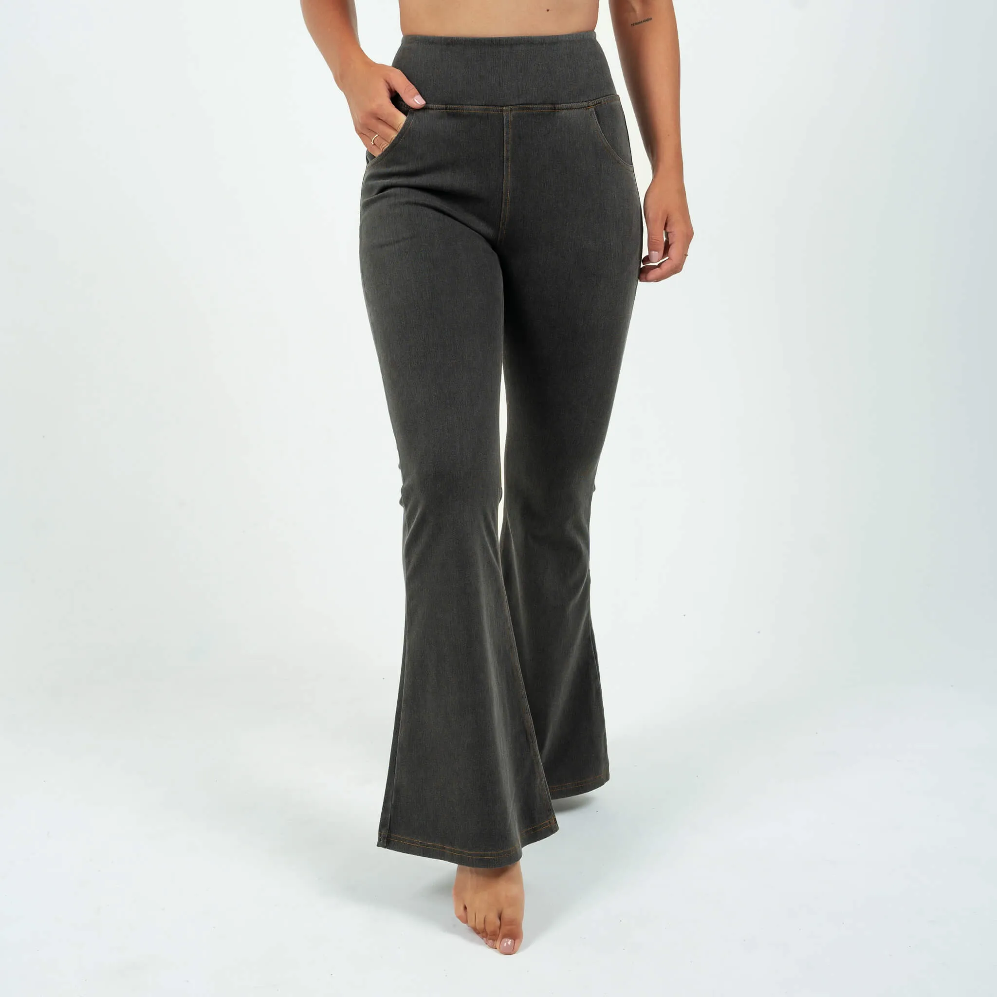 Black Flared High Waisted Super Stretch Jeans