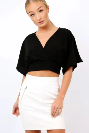 Black Plunge Crop Top - Suzanne