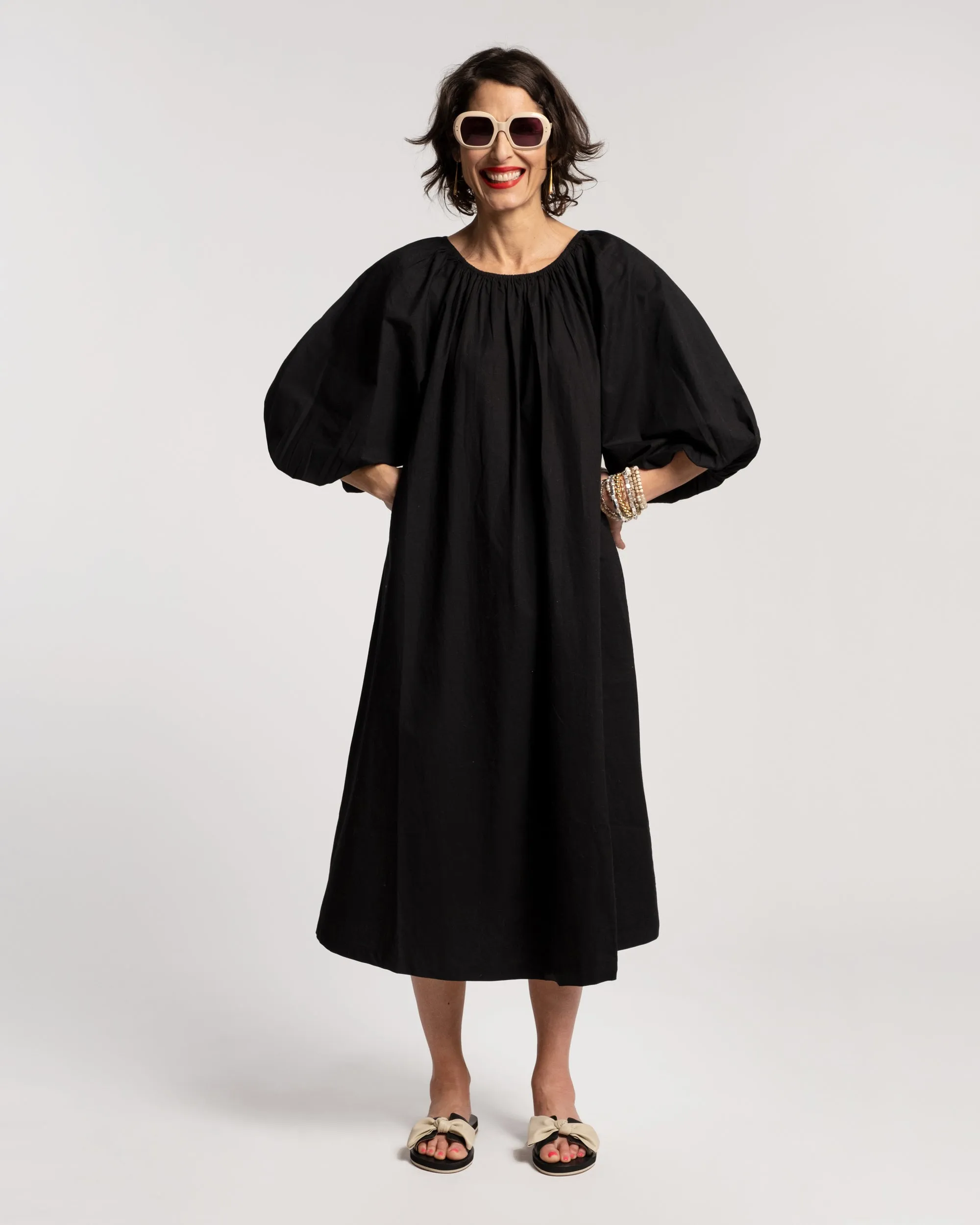 Bliss Midi Dress Cotton Poplin Black