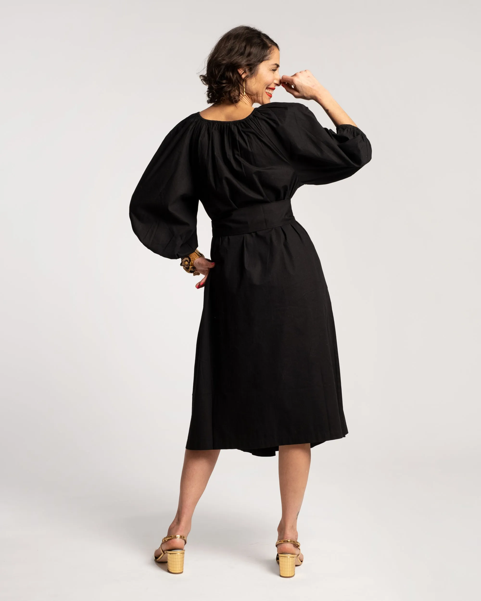 Bliss Midi Dress Cotton Poplin Black