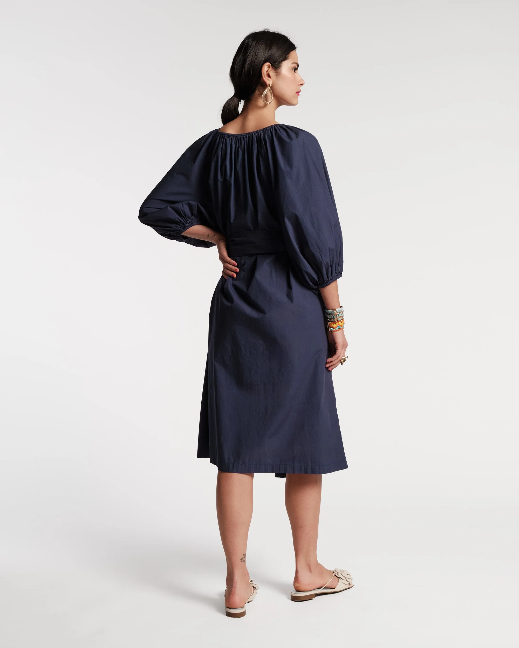 Bliss Midi Dress Cotton Poplin Navy