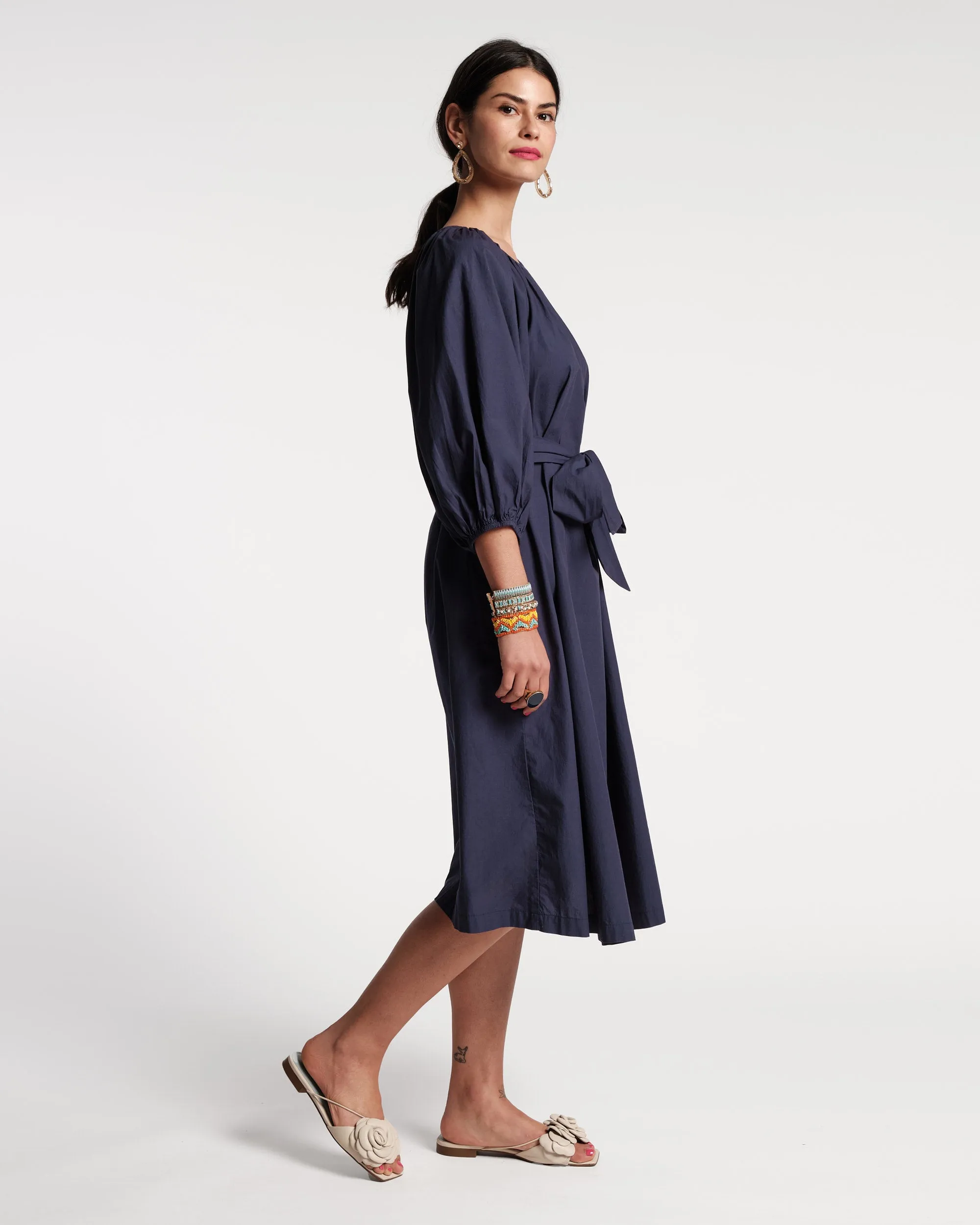 Bliss Midi Dress Cotton Poplin Navy