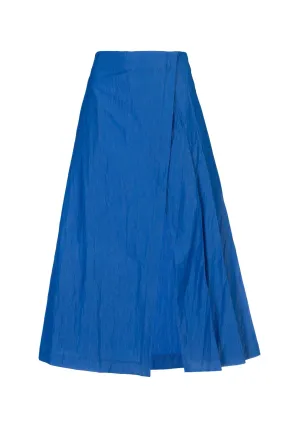 Blue Midi Skirt with Pleats