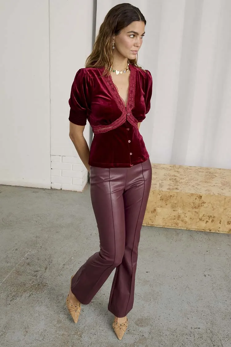 Bordeaux Vegan Leather Trouser