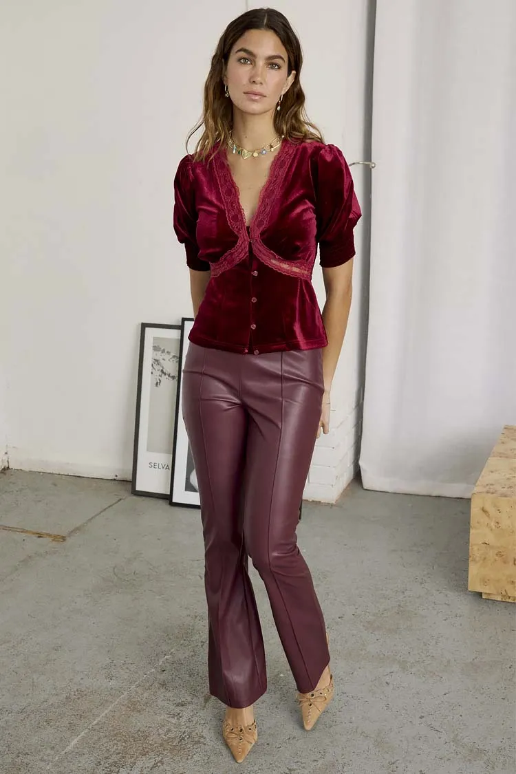 Bordeaux Vegan Leather Trouser