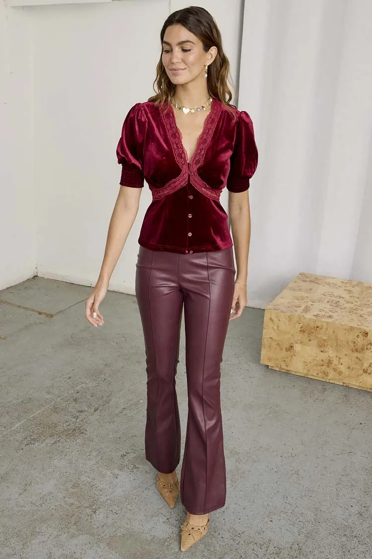 Bordeaux Vegan Leather Trouser