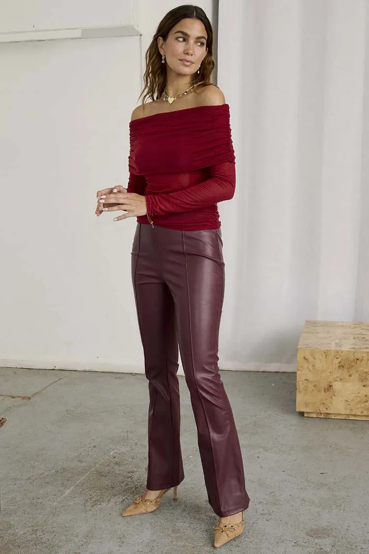 Bordeaux Vegan Leather Trouser