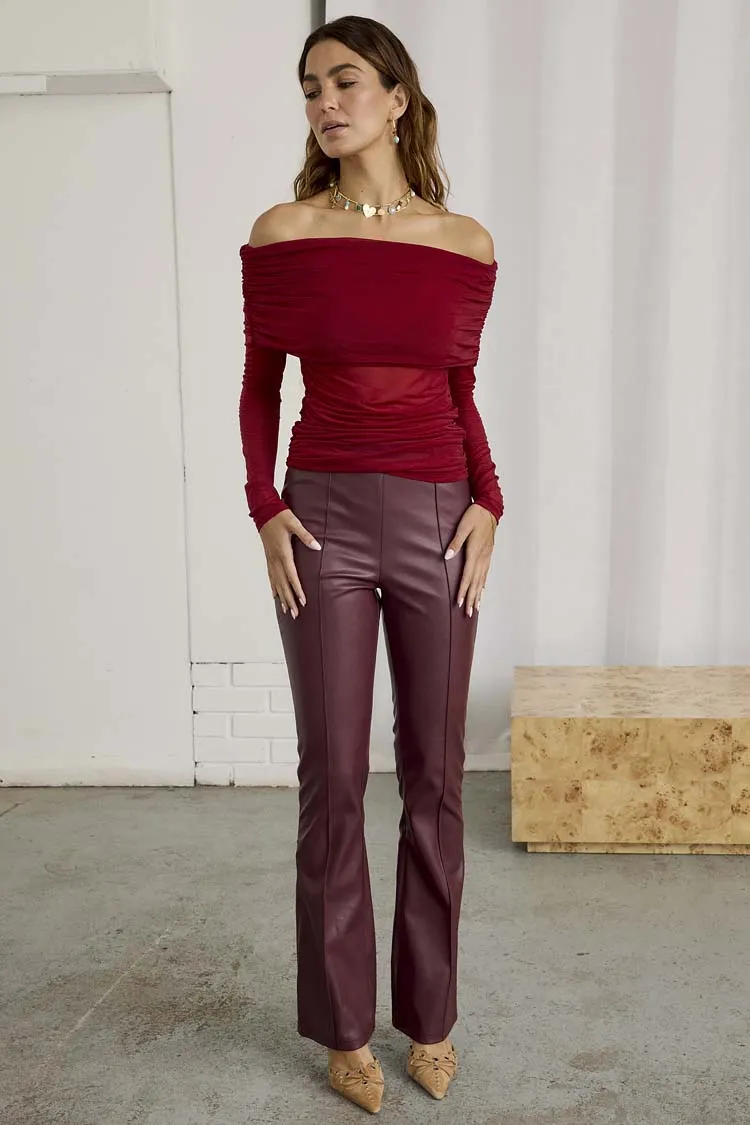 Bordeaux Vegan Leather Trouser