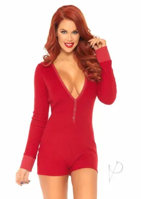 Brushed Romper Long John W/flap Xl Red