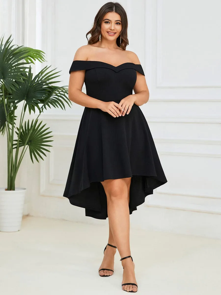 Chic Off Shoulder Midi Length A-Line Formal Dress