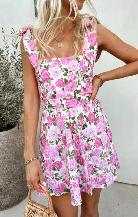 Claire Mini Dress ~ Cottage Floral Pink