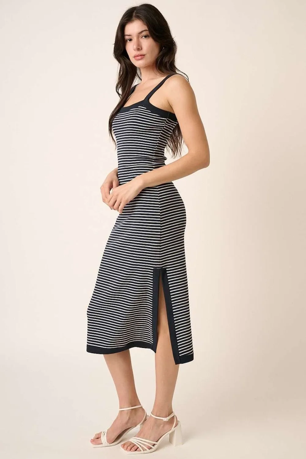 Contrast Striped Midi Cami Dress