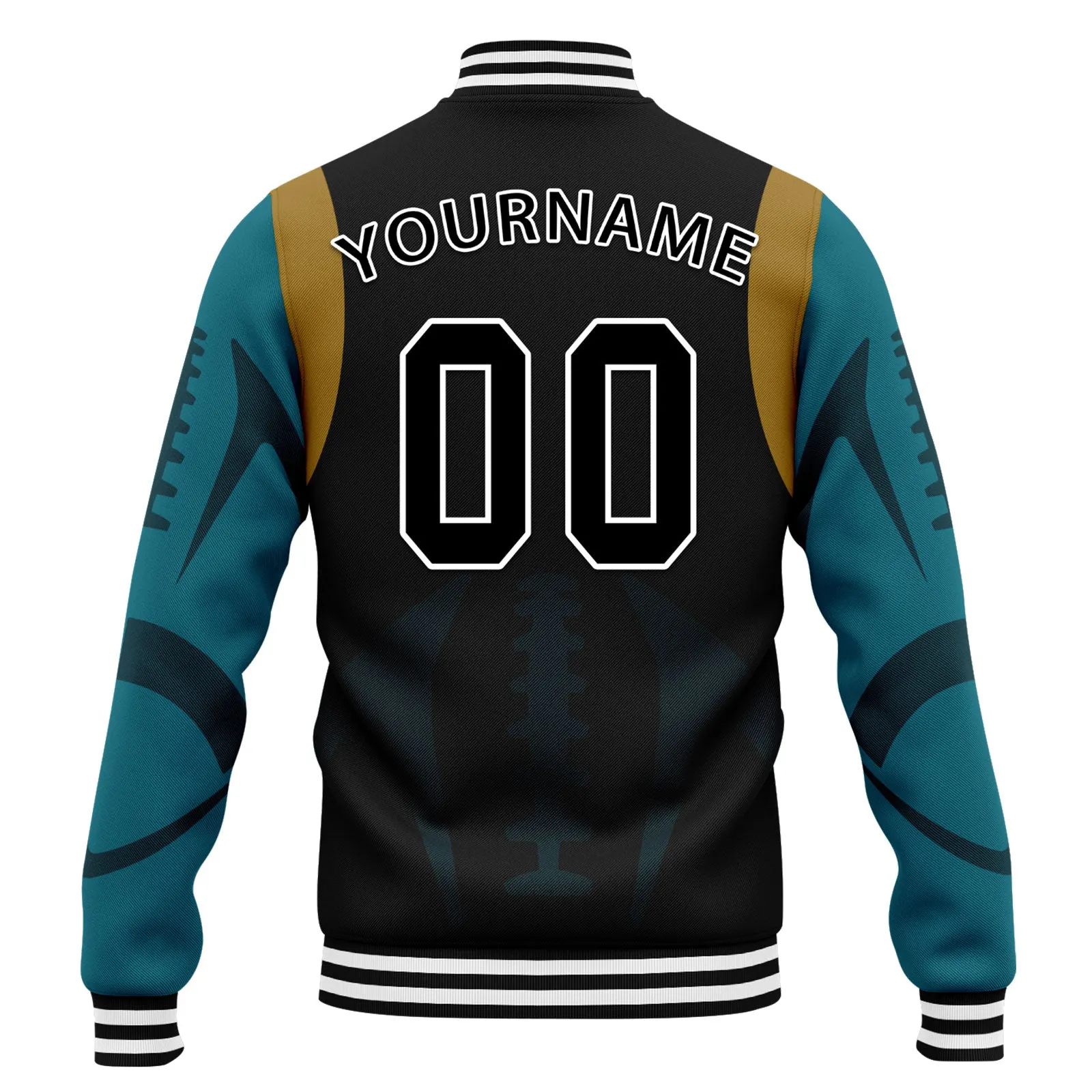 Custom Black Jacksonville Jacket Bomber Full-Snap Varsity Letterman Personalized Jacket FZ005-D025004-17