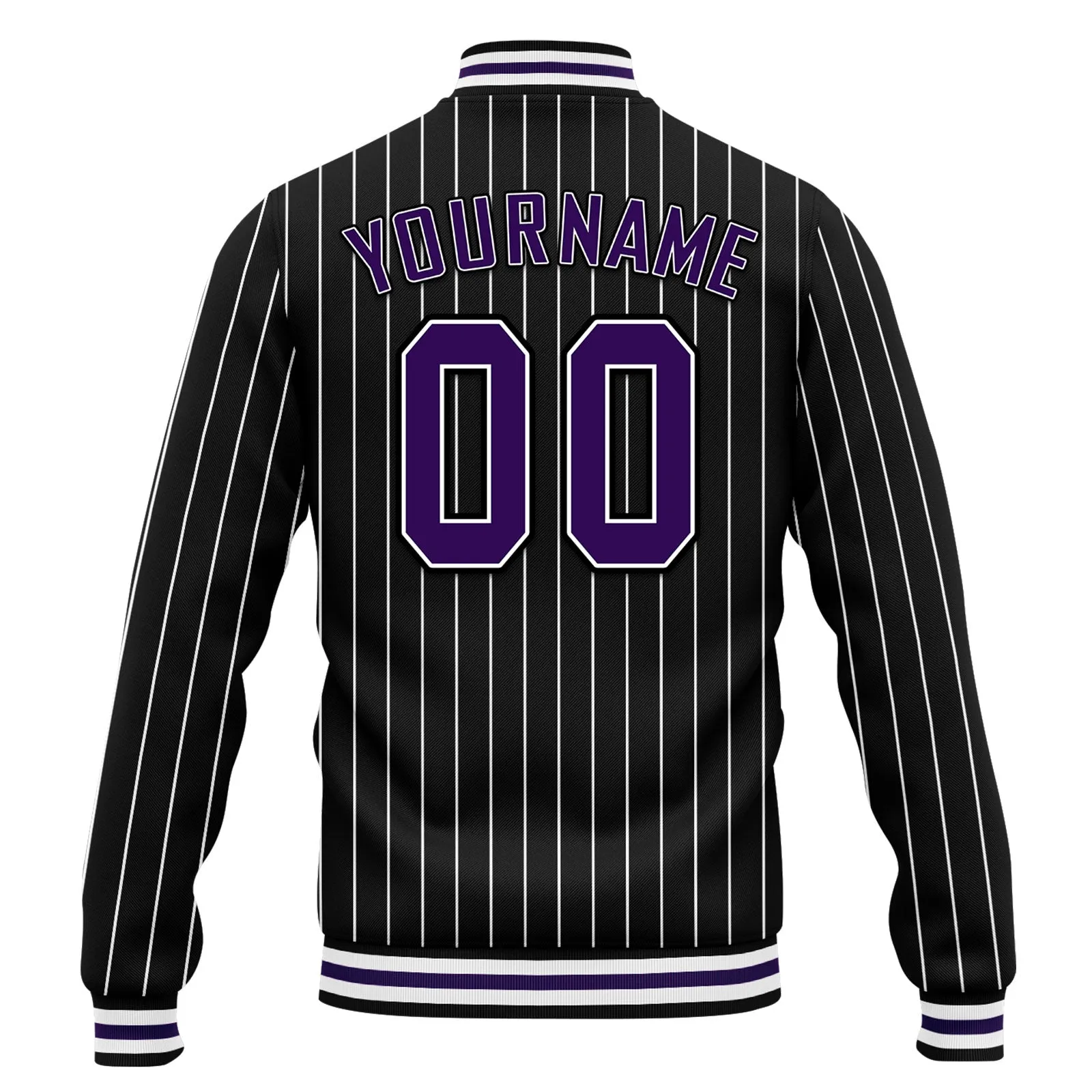 Custom Black White Stripe Fashion Jacket Bomber Full-Snap Varsity Letterman Personalized Jacket FZ005-D020219-9