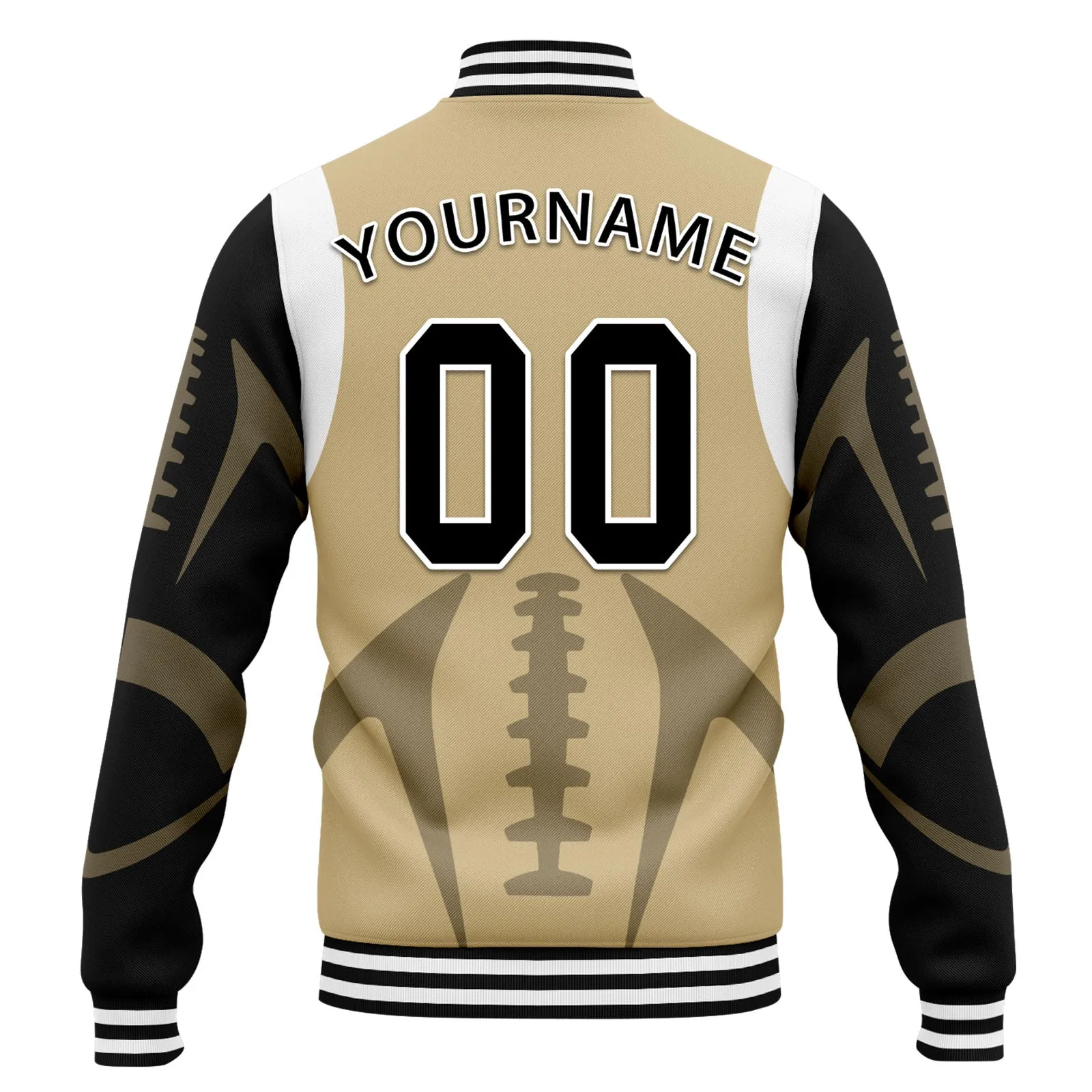 Custom Yellow New Orleans Jacket Bomber Full-Snap Varsity Letterman Personalized Jacket FZ005-D025004-19