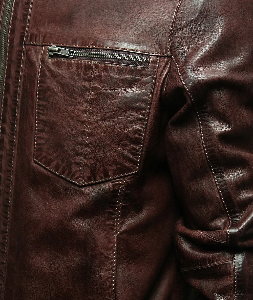 Distressed Men's Leather Jacket Vintage Look Jacket