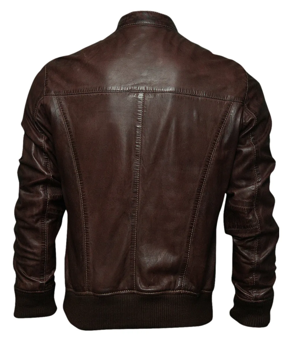 Distressed Men's Leather Jacket Vintage Look Jacket