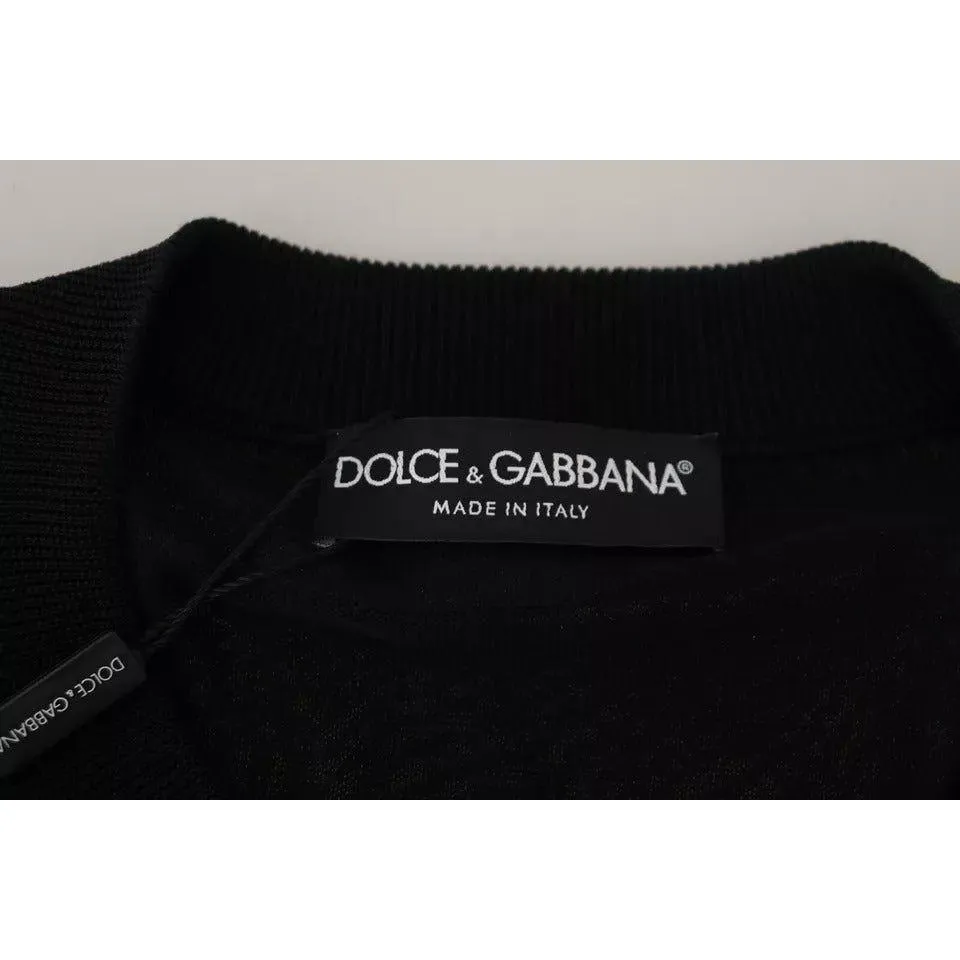 Dolce & Gabbana Black Polyester Crewneck Men Pullover Sweater