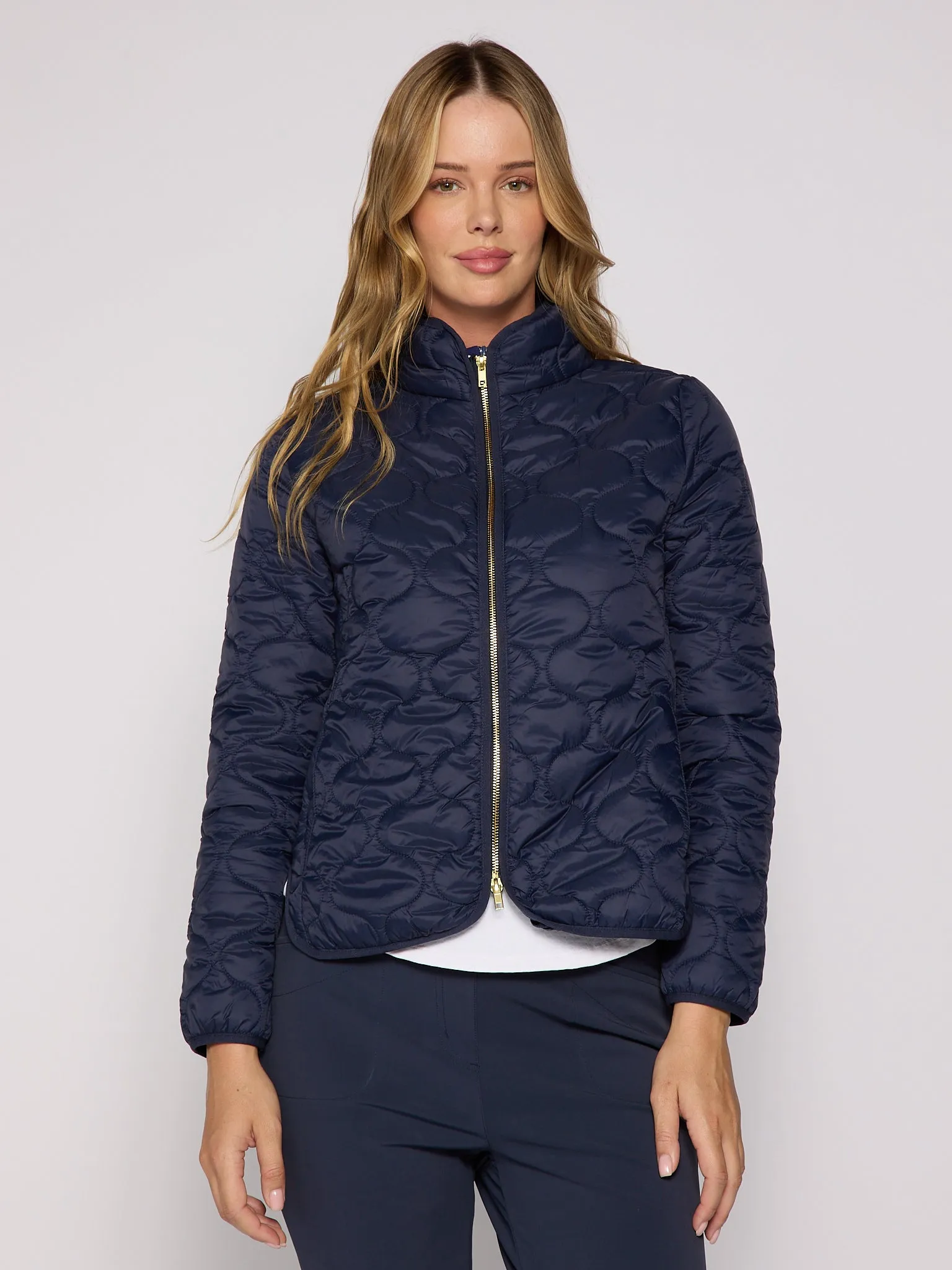 Double Zipper Padded Jacket in True Navy