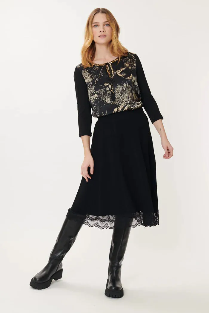 Eden Lace Edge Skirt - Black