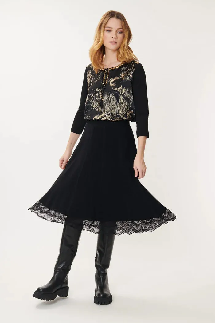 Eden Lace Edge Skirt - Black