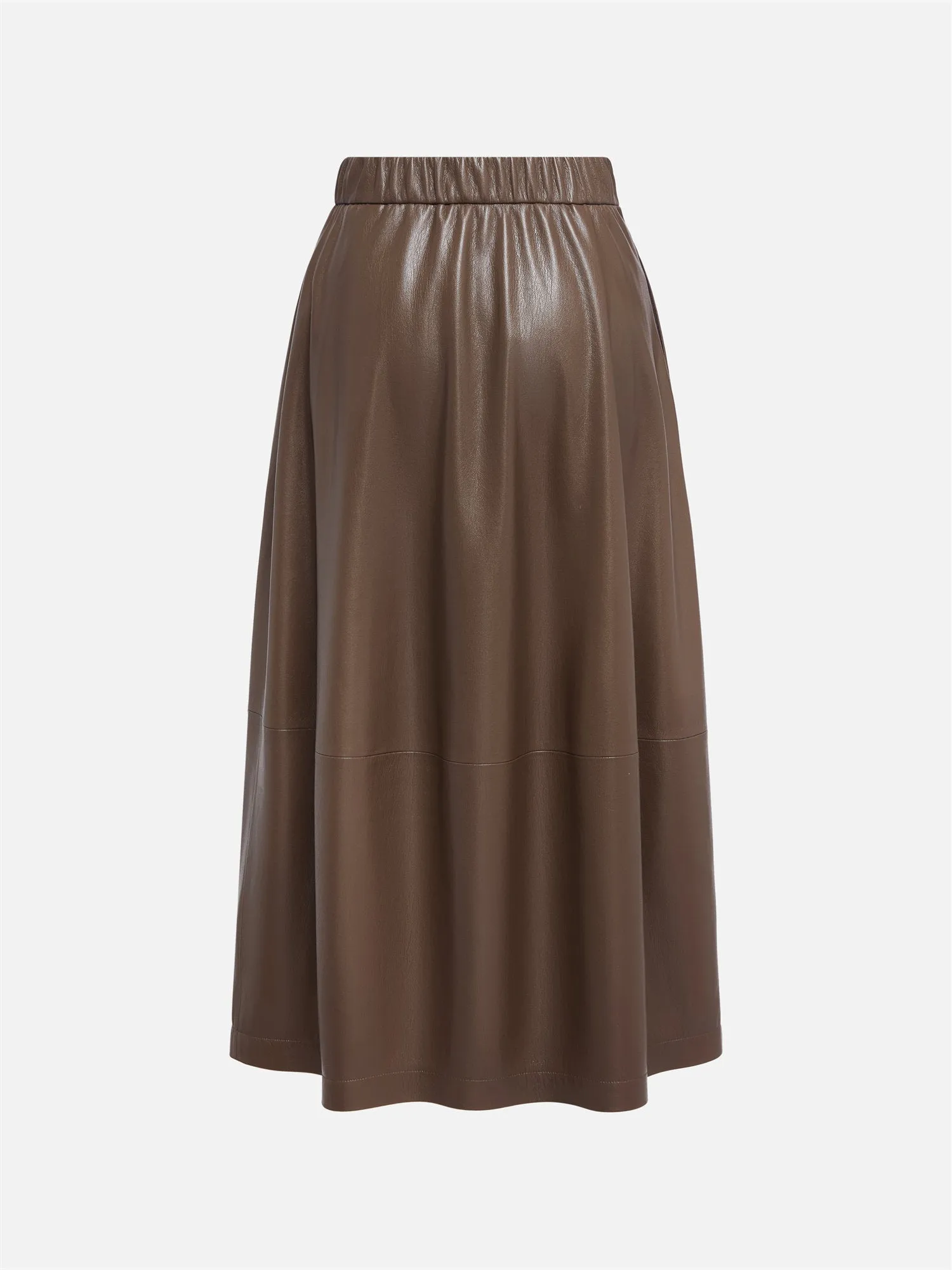 EP YAYING Textured PU Leather Midi Skirt